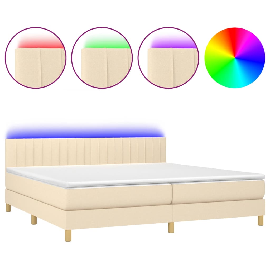 Κρεβάτι Boxspring με Στρώμα & LED Σκ.Γκρι 80x200 εκ. Υφασμάτινο