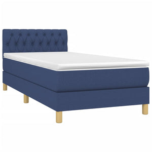 Κρεβάτι Boxspring με Στρώμα & LED Μπλε 80x200 εκ. Υφασμάτινο