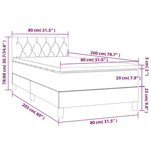 Κρεβάτι Boxspring με Στρώμα & LED Πράσινο 80x200 εκ. Υφασμάτινο