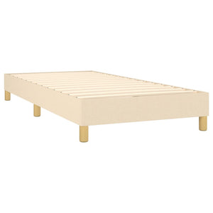 Κρεβάτι Boxspring με Στρώμα & LED Κρεμ 90x190 εκ. Υφασμάτινο