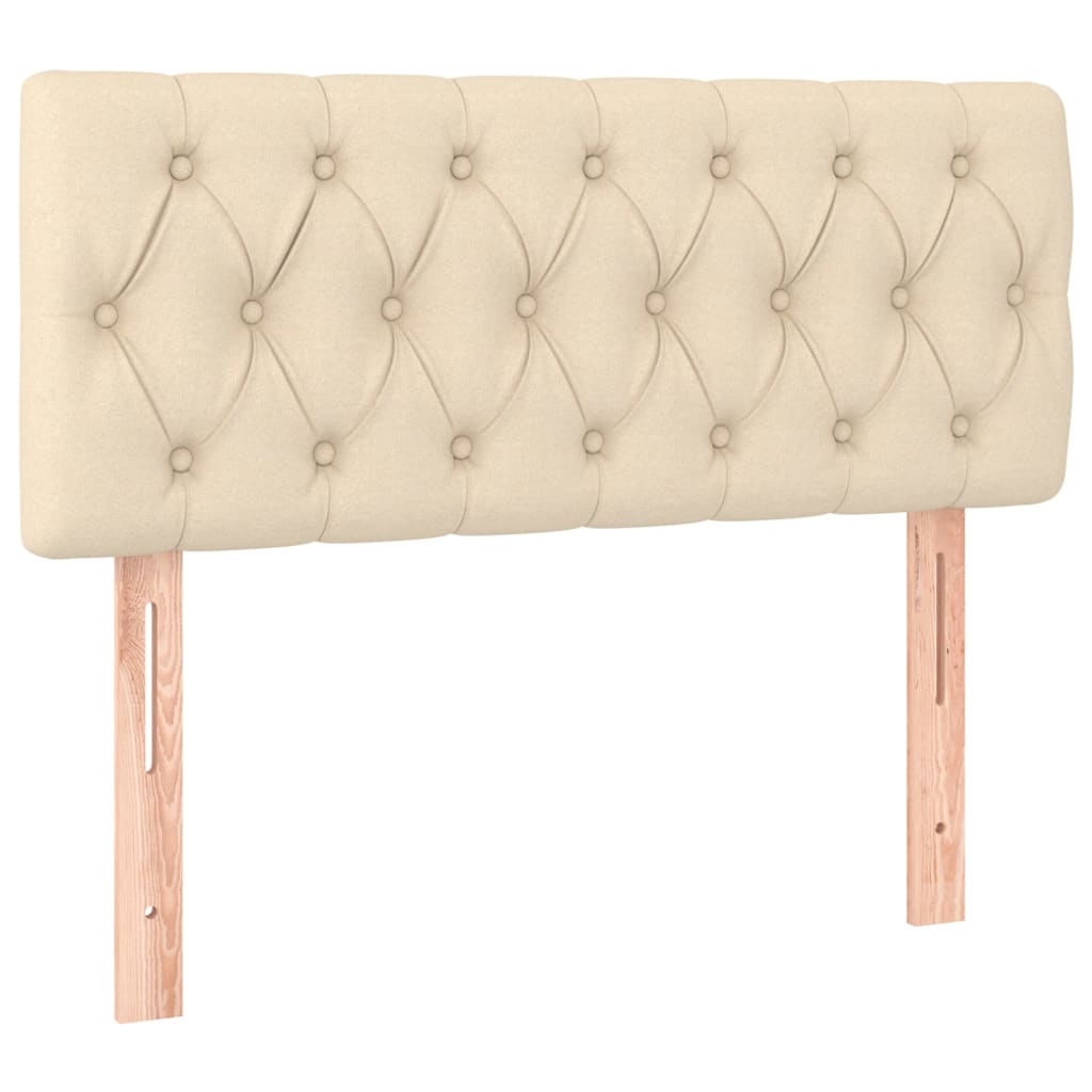 Κρεβάτι Boxspring με Στρώμα & LED Κρεμ 90x190 εκ. Υφασμάτινο