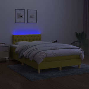 Κρεβάτι Boxspring με Στρώμα & LED Πράσινο 120x200 εκ Υφασμάτινο
