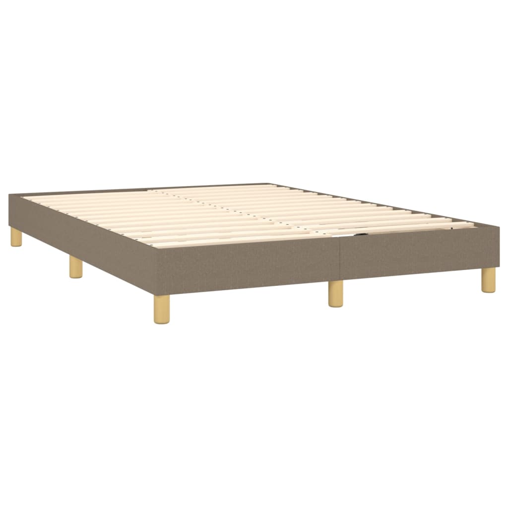 Κρεβάτι Boxspring με Στρώμα & LED Taupe 140x200 εκ. Υφασμάτινο