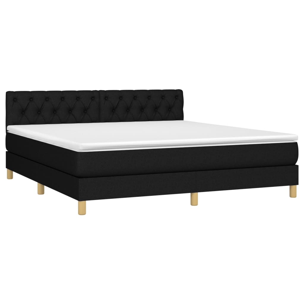 Κρεβάτι Boxspring με Στρώμα & LED Μαύρο 160x200 εκ. Υφασμάτινο