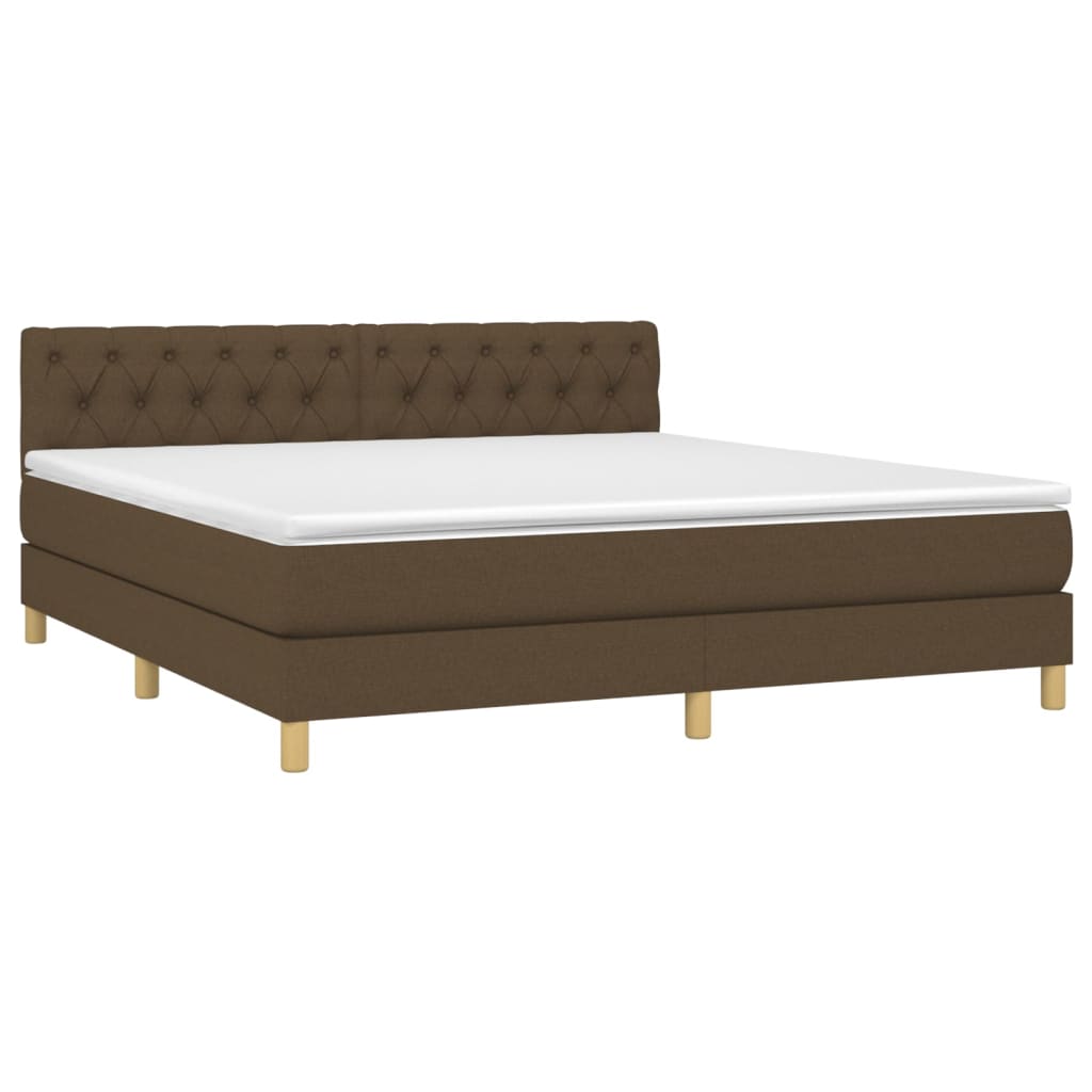 Κρεβάτι Boxspring με Στρώμα & LED Σκ.Καφέ 160x200 εκ Υφασμάτινο