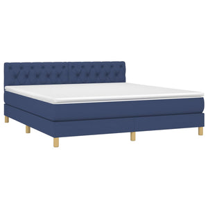 Κρεβάτι Boxspring με Στρώμα & LED Μπλε 160x200 εκ. Υφασμάτινο