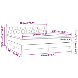 Κρεβάτι Boxspring με Στρώμα & LED Μαύρο 200x200 εκ. Υφασμάτινο
