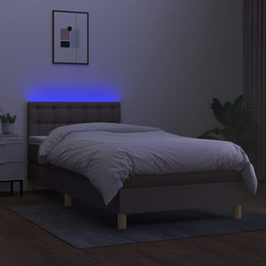 Κρεβάτι Boxspring με Στρώμα & LED Taupe 80x200 εκ. Υφασμάτινο