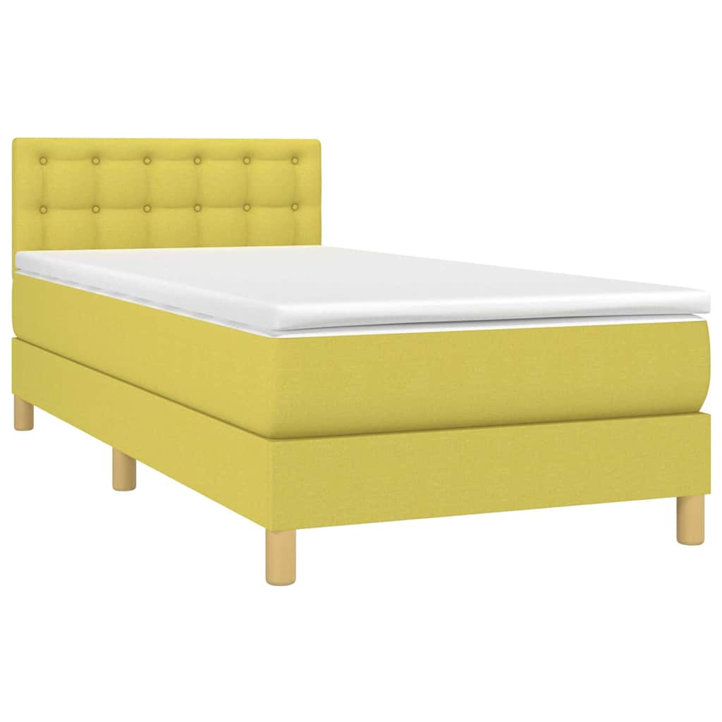 Κρεβάτι Boxspring με Στρώμα & LED Πράσινο 100x200 εκ Υφασμάτινο