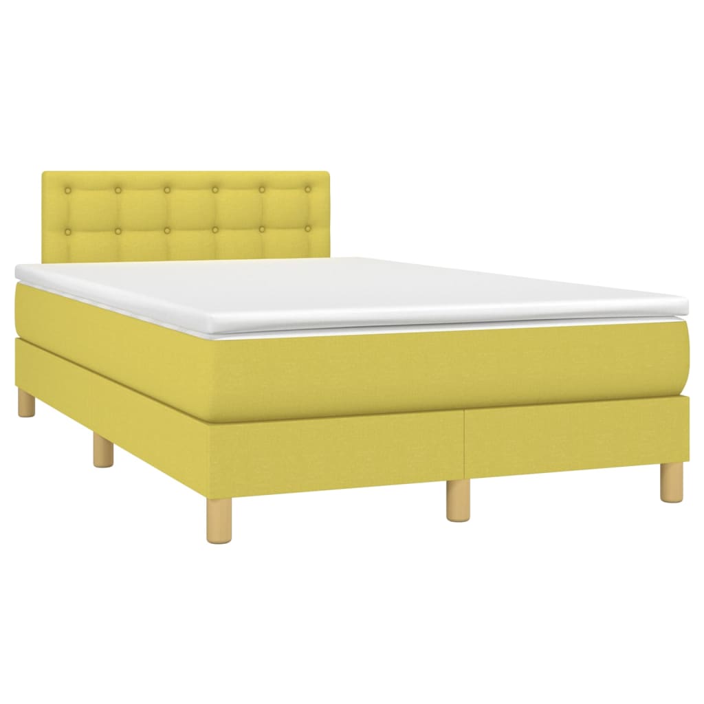 Κρεβάτι Boxspring με Στρώμα & LED Πράσινο 120x200 εκ Υφασμάτινο