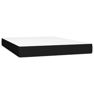 Κρεβάτι Boxspring με Στρώμα & LED Μαύρο 140x190 εκ. Υφασμάτινο