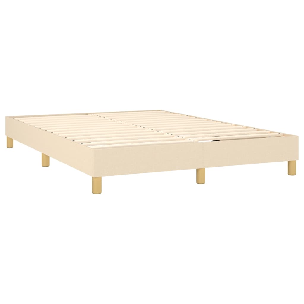 Κρεβάτι Boxspring με Στρώμα & LED Κρεμ 140x200 εκ. Υφασμάτινο - Pakobazaar