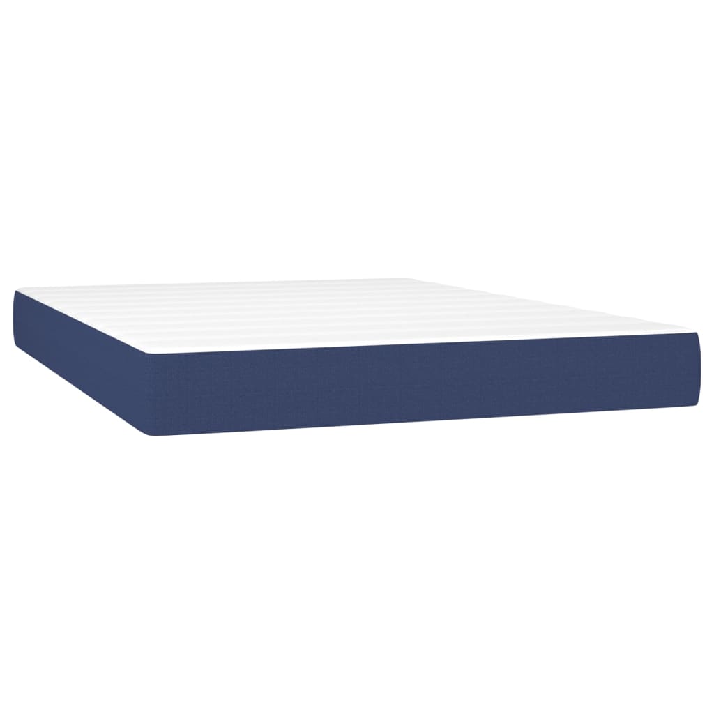 Κρεβάτι Boxspring με Στρώμα & LED Μπλε 140x200 εκ. Υφασμάτινο - Pakobazaar