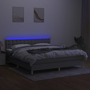 Κρεβάτι Boxspring με Στρώμα & LED Αν.Γκρι 160x200 εκ Υφασμάτινο