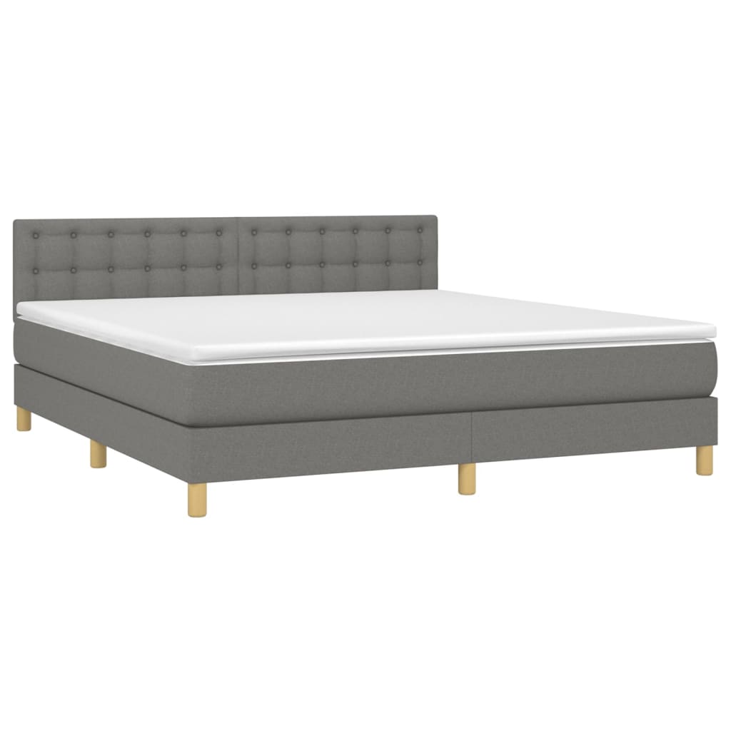 Κρεβάτι Boxspring με Στρώμα & LED Σκ.Γκρι 160x200 εκ Υφασμάτινο - Pakobazaar