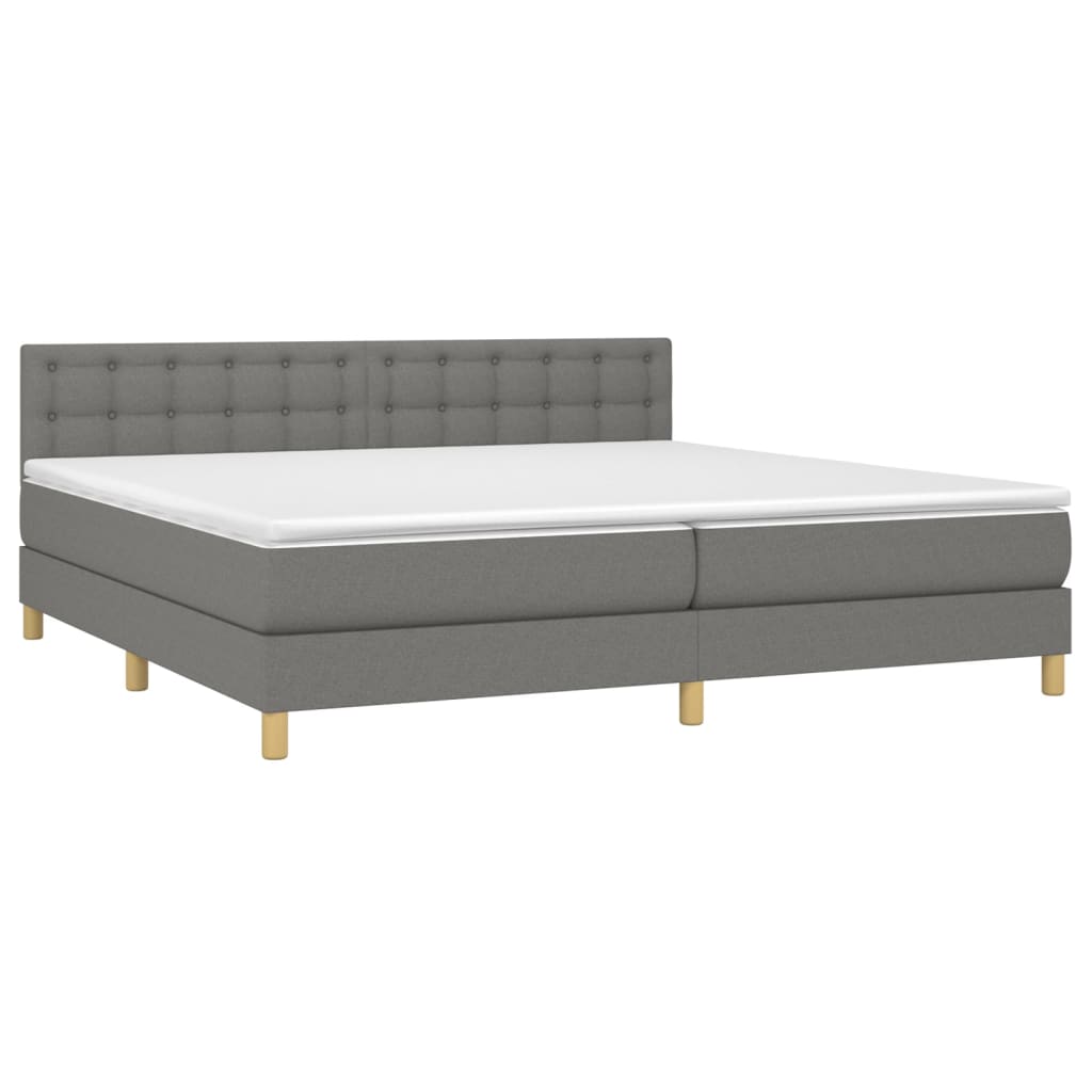 Κρεβάτι Boxspring με Στρώμα & LED Σκ.Γκρι 200x200εκ. Υφασμάτινο