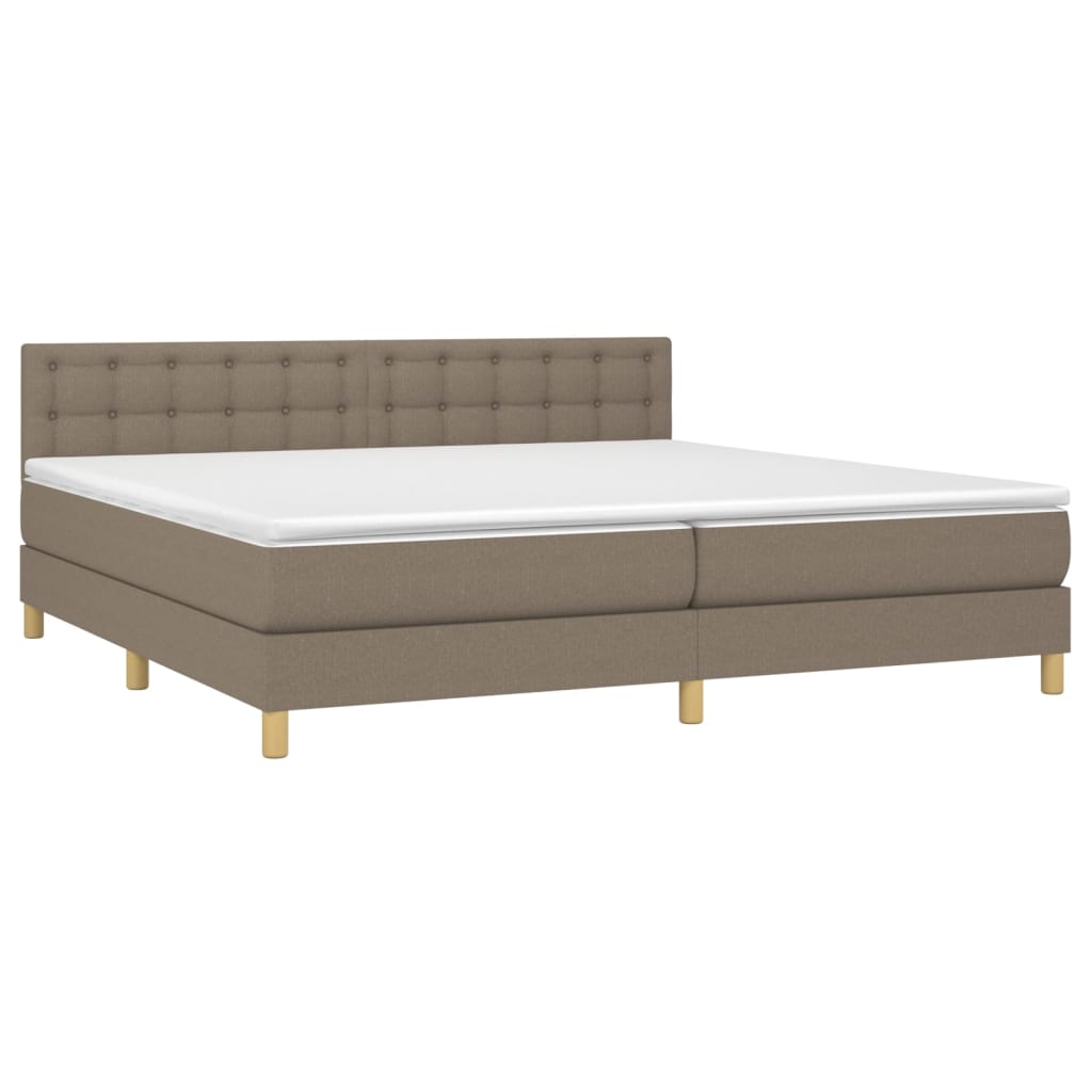 Κρεβάτι Boxspring με Στρώμα & LED Taupe 200x200 εκ. Υφασμάτινο