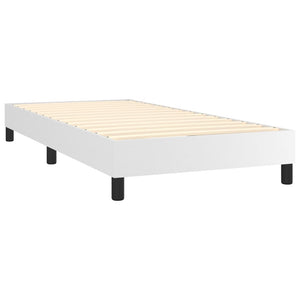 Κρεβάτι Boxspring με Στρώμα & LED Λευκό 90x190 εκ. Συνθ. Δέρμα