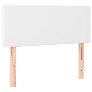 Κρεβάτι Boxspring με Στρώμα & LED Λευκό 90x190 εκ. Συνθ. Δέρμα