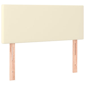 Κρεβάτι Boxspring με Στρώμα & LED Κρεμ 90x190 εκ. Συνθ. Δέρμα
