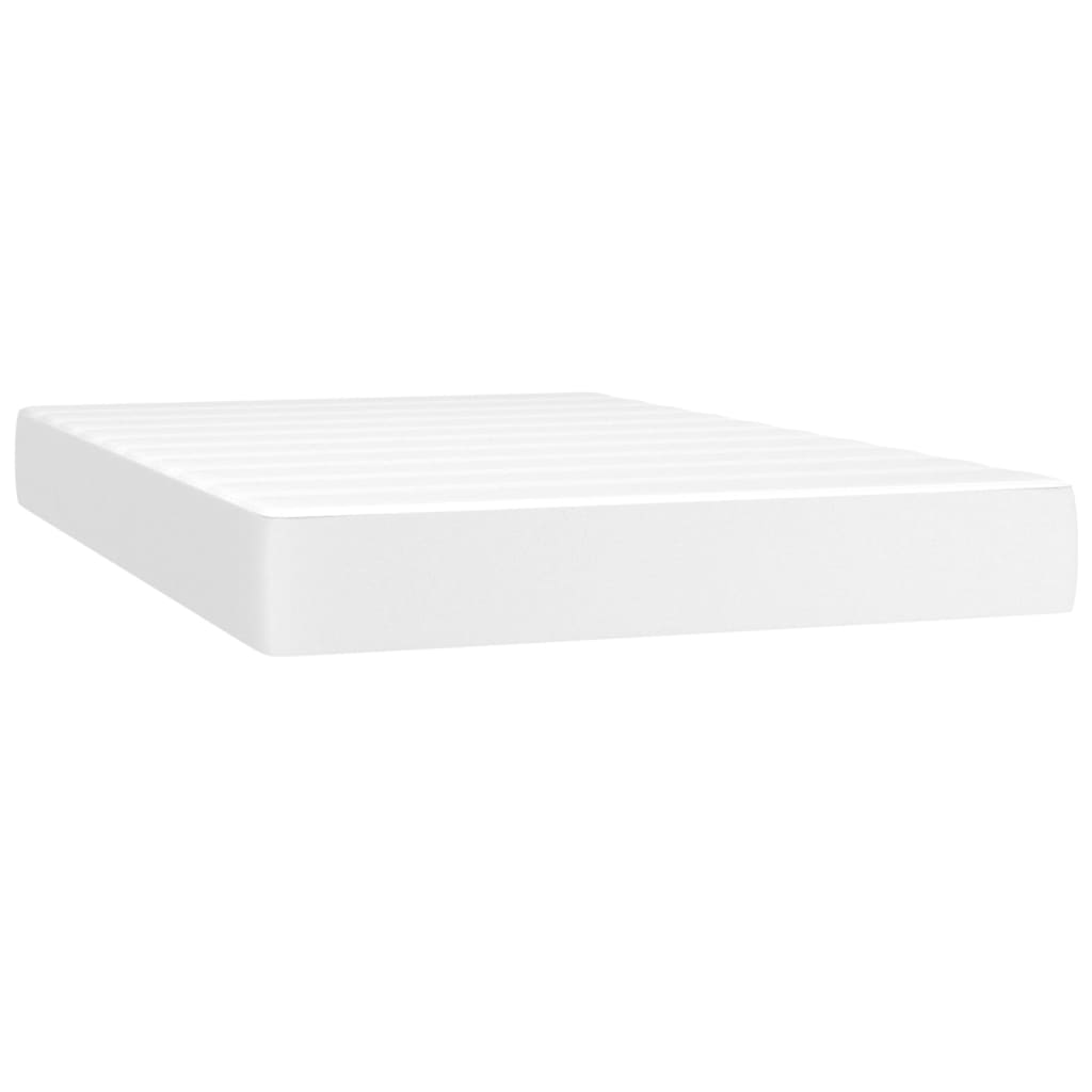 Κρεβάτι Boxspring με Στρώμα & LED Λευκό 120x200 εκ. Συνθ. Δέρμα - Pakobazaar