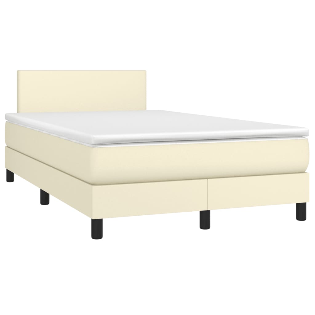 Κρεβάτι Boxspring με Στρώμα & LED Κρεμ 120x200 εκ. Συνθ. Δέρμα - Pakobazaar