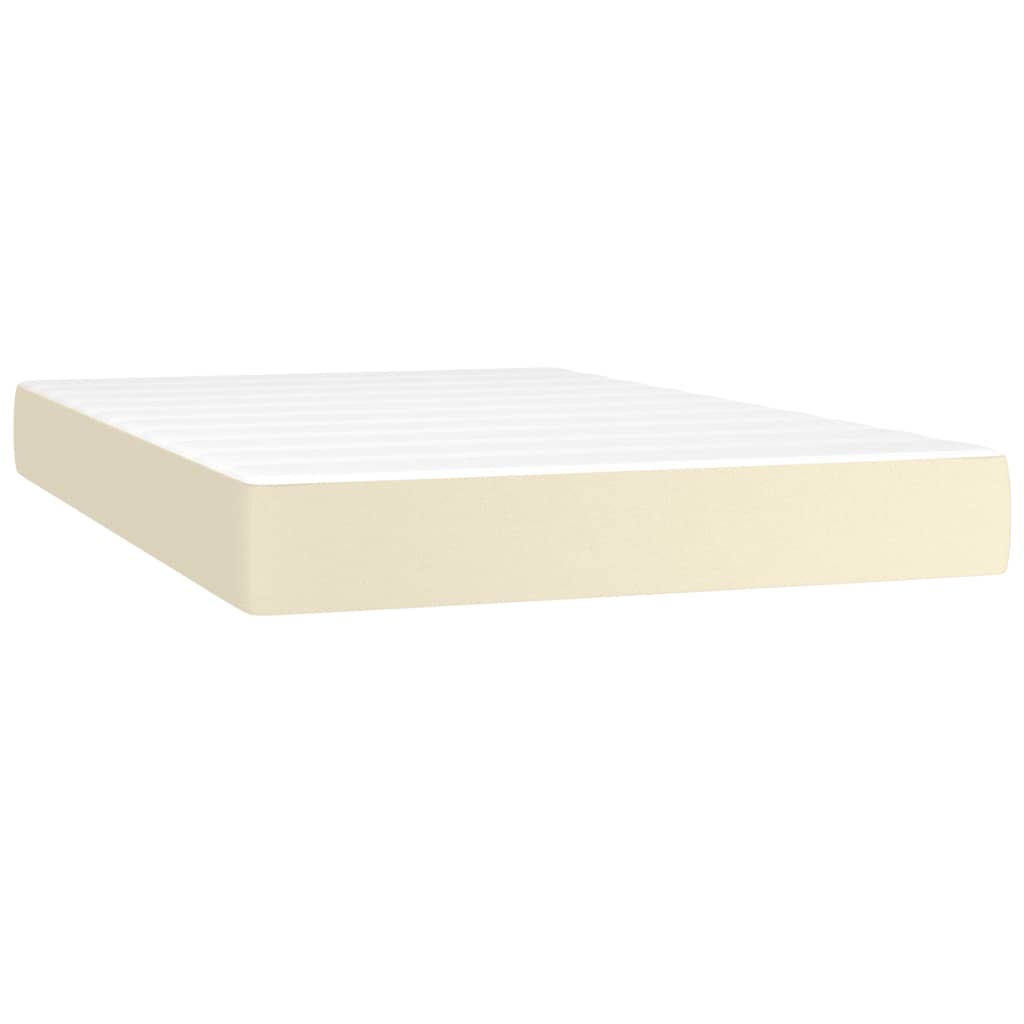 Κρεβάτι Boxspring με Στρώμα & LED Κρεμ 120x200 εκ. Συνθ. Δέρμα - Pakobazaar