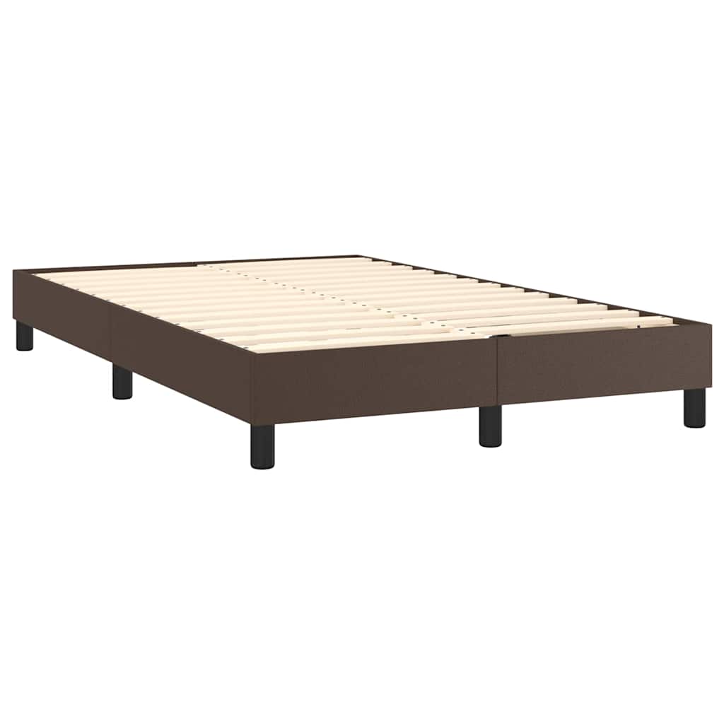 Κρεβάτι Boxspring με Στρώμα & LED Καφέ 120x200 εκ. Συνθ. Δέρμα