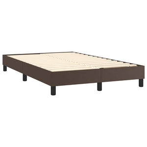 Κρεβάτι Boxspring με Στρώμα & LED Καφέ 120x200 εκ. Συνθ. Δέρμα