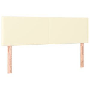 Κρεβάτι Boxspring με Στρώμα & LED Κρεμ 140x190 εκ. Συνθ. Δέρμα - Pakobazaar