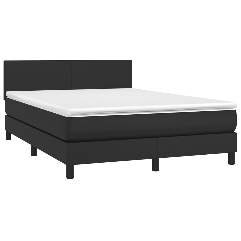 Κρεβάτι Boxspring με Στρώμα & LED Μαύρο 140x200 εκ. Συνθ. Δέρμα - Pakobazaar