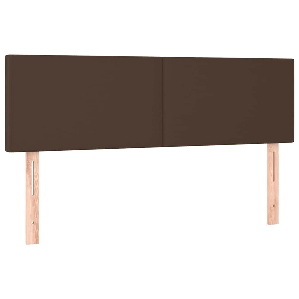 Κρεβάτι Boxspring με Στρώμα & LED Καφέ 140x200 εκ. Συνθ. Δέρμα - Pakobazaar
