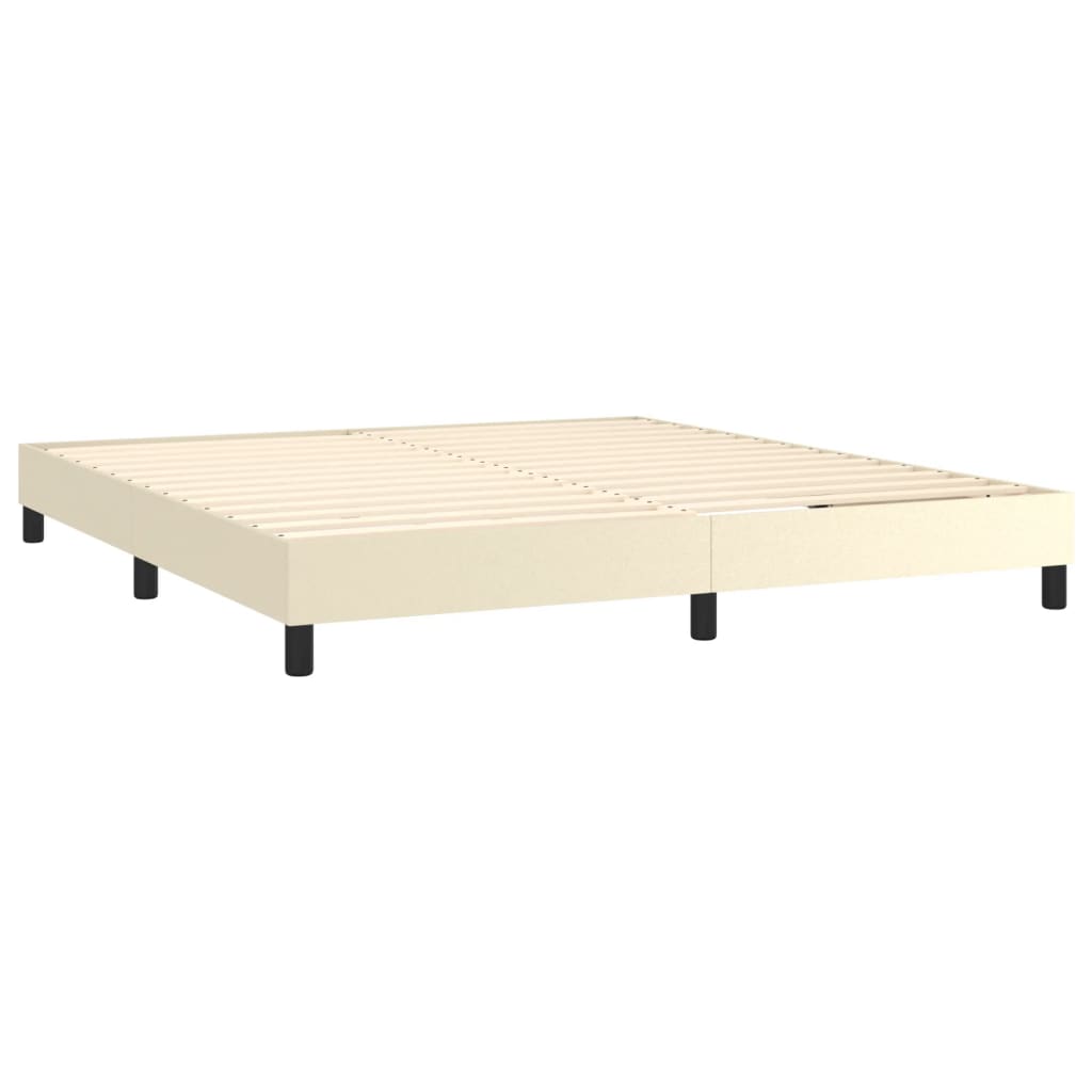 Κρεβάτι Boxspring με Στρώμα & LED Κρεμ 160x200 εκ. Συνθ. Δέρμα - Pakobazaar