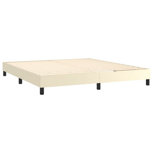 Κρεβάτι Boxspring με Στρώμα & LED Κρεμ 160x200 εκ. Συνθ. Δέρμα - Pakobazaar