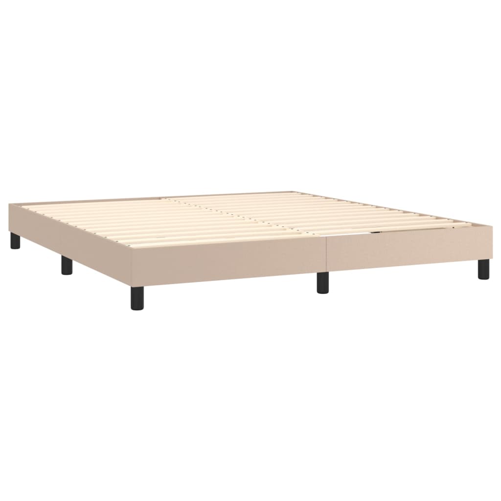 Κρεβάτι Boxspring Στρώμα&LED Καπουτσίνο 160x200 εκ. Συνθ. Δέρμα