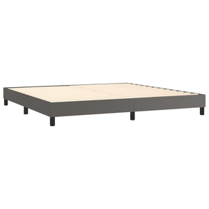Κρεβάτι Boxspring με Στρώμα & LED Γκρι 200x200 εκ. Συνθ. Δέρμα