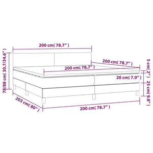 Κρεβάτι Boxspring Στρώμα&LED Καπουτσίνο 200x200 εκ. Συνθ. Δέρμα - Pakobazaar