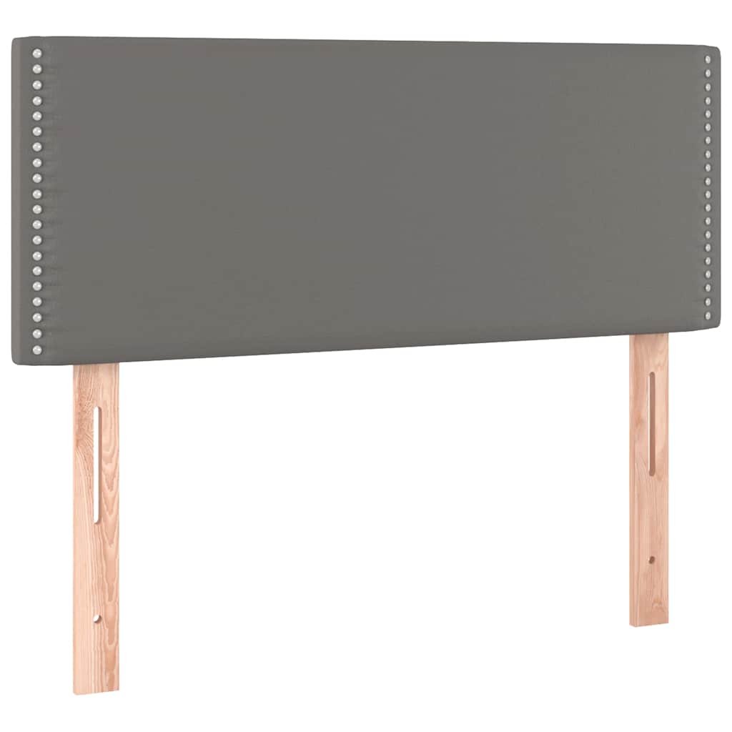 Κρεβάτι Boxspring με Στρώμα & LED Γκρι 90x190 εκ. Συνθ. Δέρμα