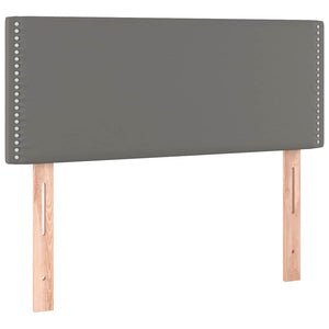 Κρεβάτι Boxspring με Στρώμα & LED Γκρι 90x190 εκ. Συνθ. Δέρμα