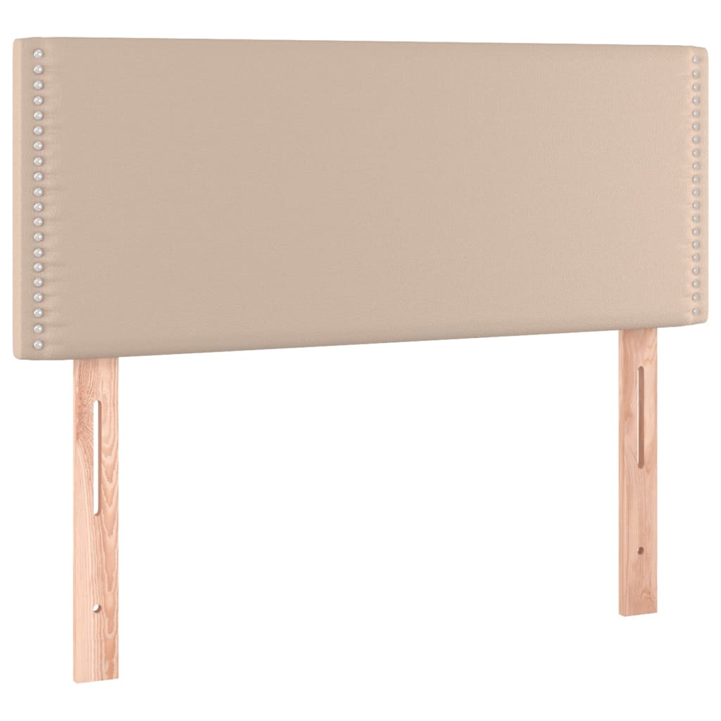 Κρεβάτι Boxspring Στρώμα&LED Καπουτσίνο 90x200 εκ. Συνθ. Δέρμα