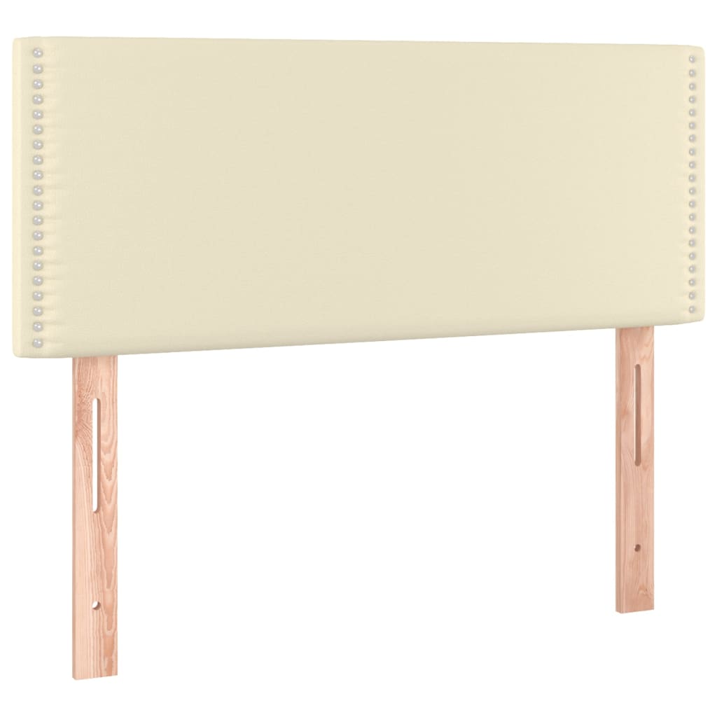 Κρεβάτι Boxspring με Στρώμα & LED Κρεμ 100x200 εκ. Συνθ. Δέρμα