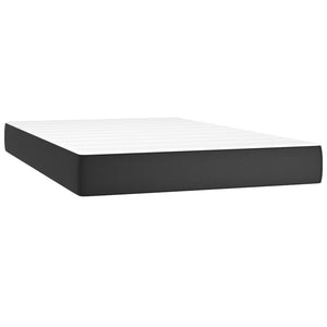 Κρεβάτι Boxspring με Στρώμα & LED Μαύρο 120x200 εκ. Συνθ. Δέρμα