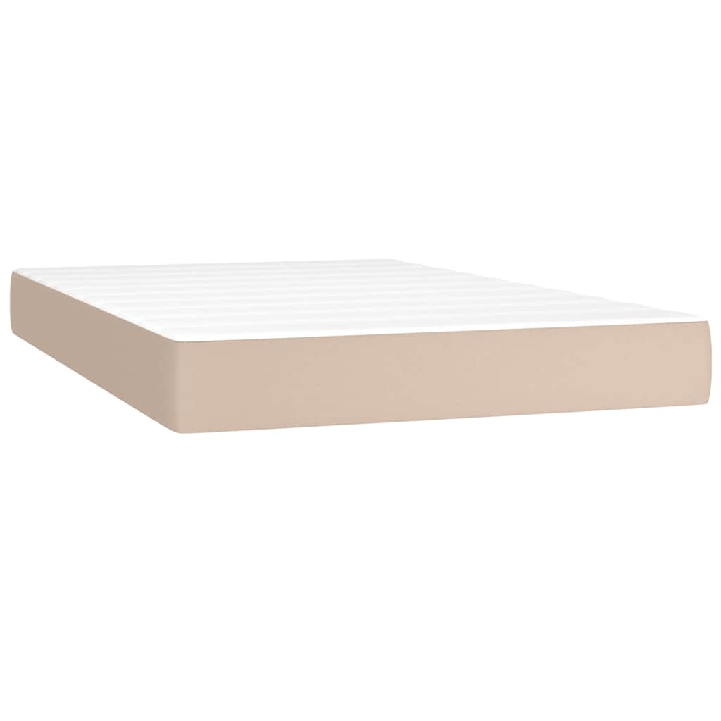 Κρεβάτι Boxspring Στρώμα&LED Καπουτσίνο 120x200 εκ. Συνθ. Δέρμα