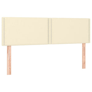 Κρεβάτι Boxspring με Στρώμα & LED Κρεμ 140x190 εκ. Συνθ. Δέρμα