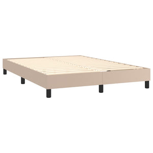 Κρεβάτι Boxspring Στρώμα&LED Καπουτσίνο 140x190 εκ. Συνθ. Δέρμα