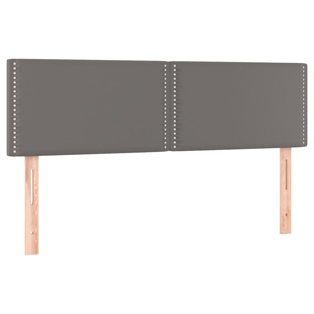 Κρεβάτι Boxspring με Στρώμα & LED Γκρι 140x200 εκ. Συνθ. Δέρμα