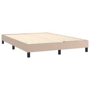Κρεβάτι Boxspring Στρώμα&LED Καπουτσίνο 140x200 εκ. Συνθ. Δέρμα