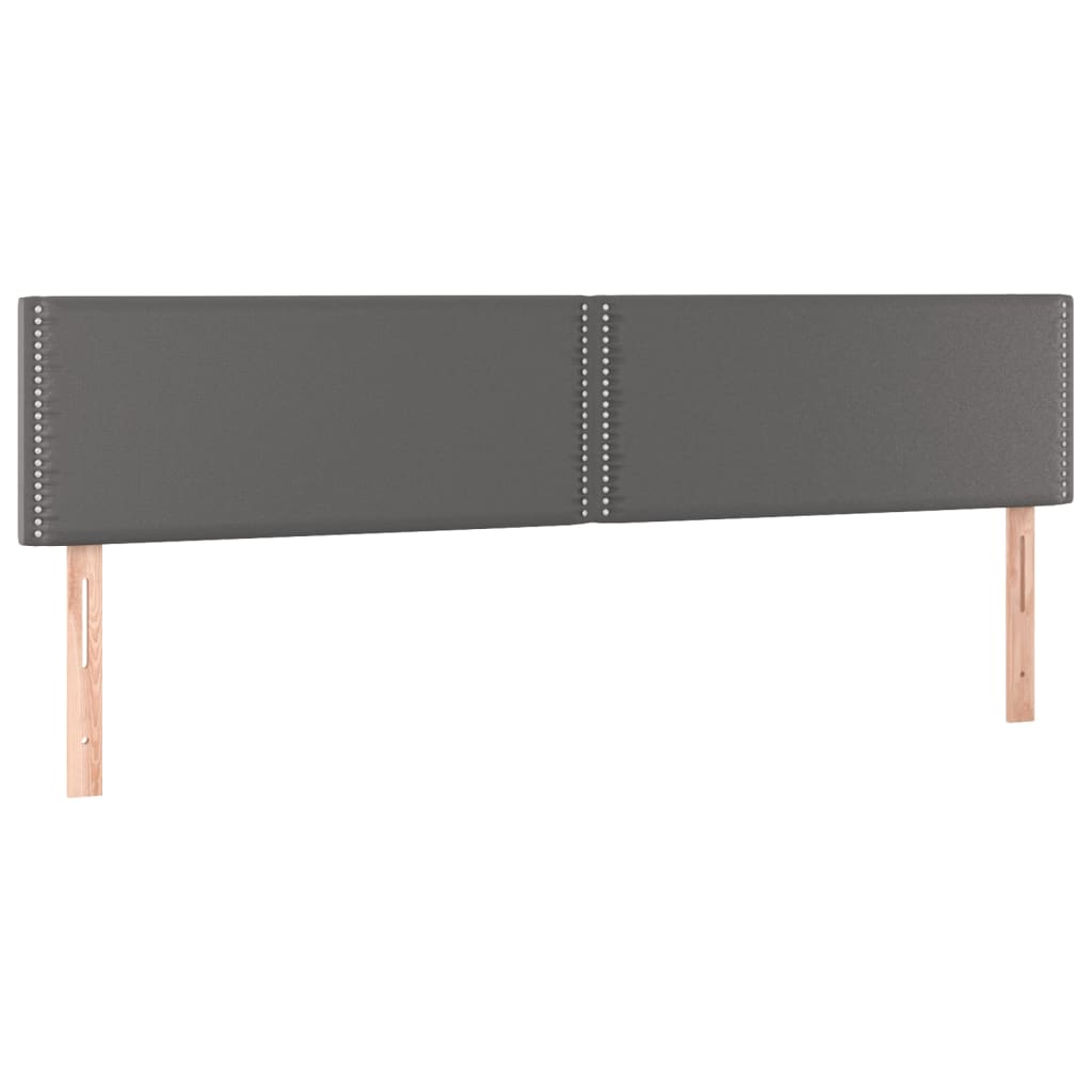 Κρεβάτι Boxspring με Στρώμα & LED Γκρι 160x200 εκ. Συνθ. Δέρμα