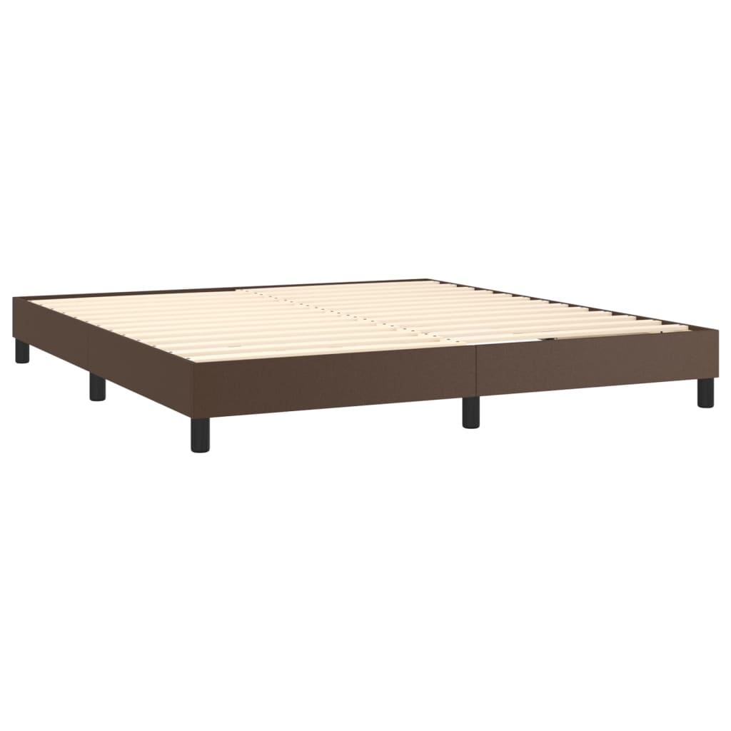 Κρεβάτι Boxspring με Στρώμα & LED Καφέ 180x200 εκ. Συνθ. Δέρμα