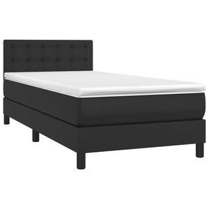 Κρεβάτι Boxspring με Στρώμα & LED Μαύρο 80x200 εκ. Συνθ. Δέρμα
